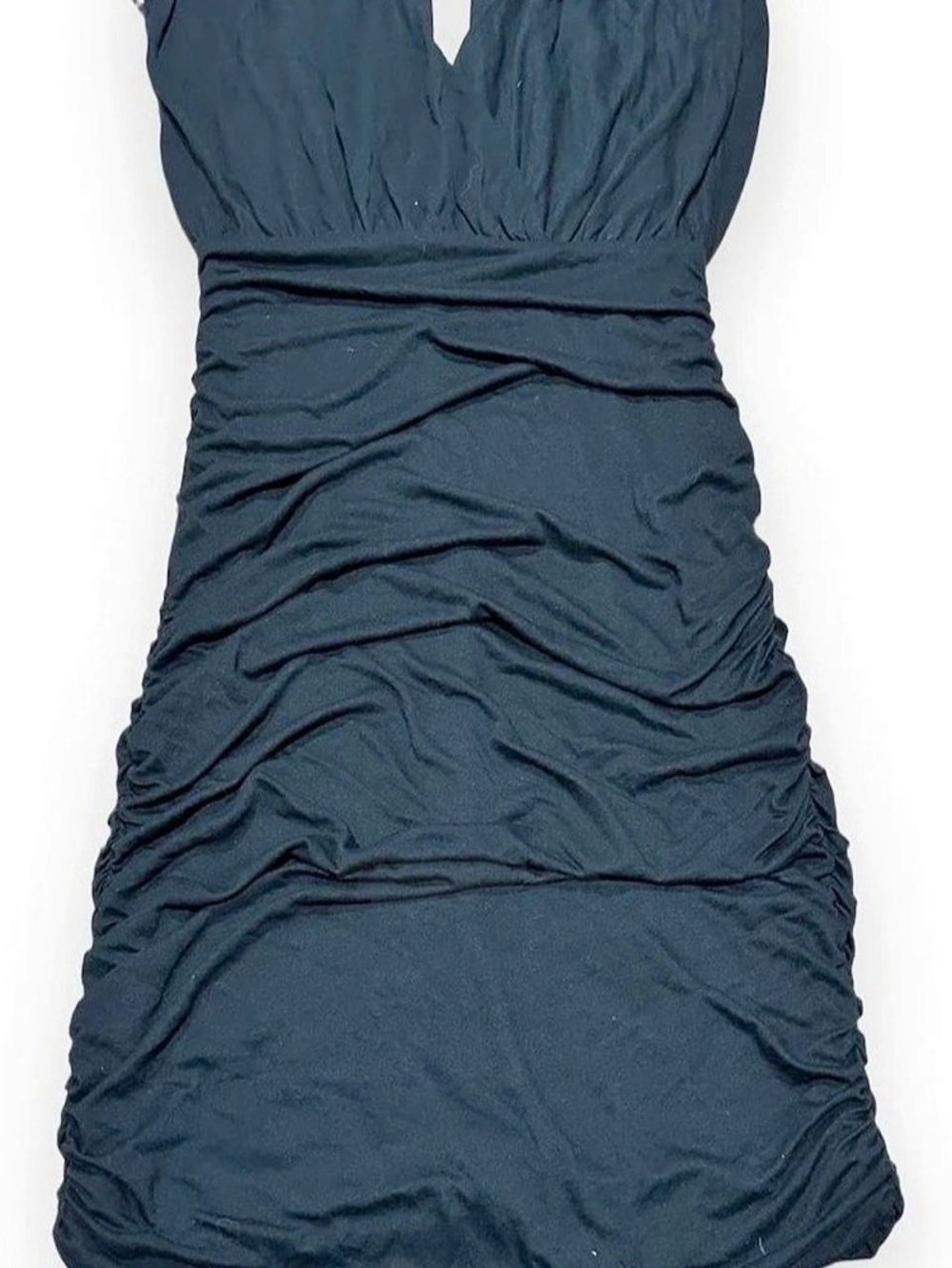alice + olivia Black Ruched Mini Dress